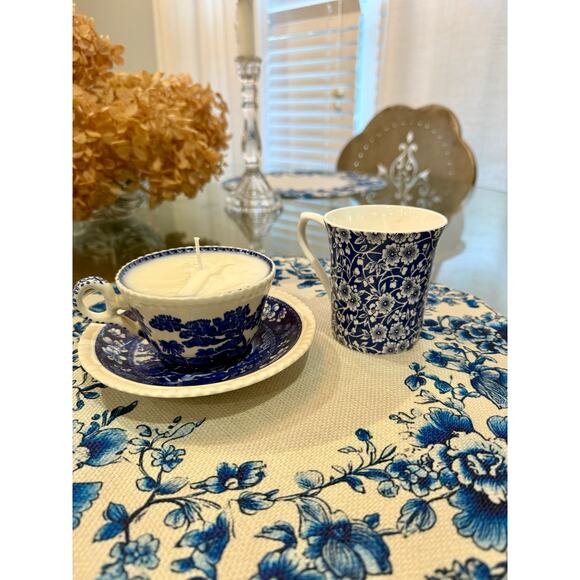 Lemon Bergamot , Sea Breeze Candle in a spode blue and white teacup - Picture 5 of 9